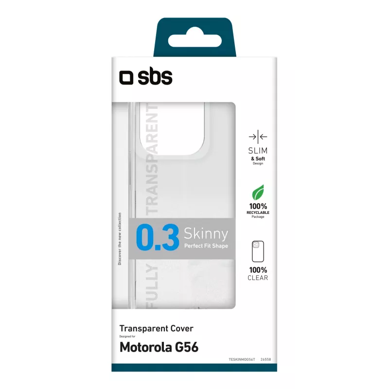 SBS Mobile suojakuori Motorola G56:lle, läpinäkyvä TESKINMOG56T