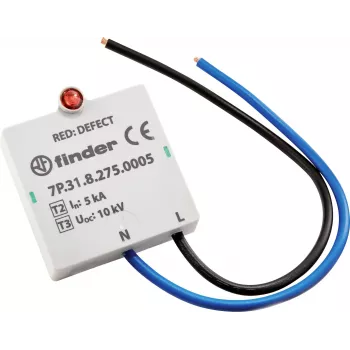 Finder 7P.31.8.275.0005 tyyppi 2 ylijännitesuoja, 1-napainen, 275 V AC, 20 kA