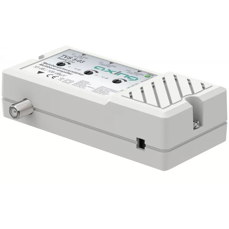 AXING TVS 5-03 monikaistavahvistin 33 dB, 3 tuloa FM/DAB/DAB+/DVB-T2