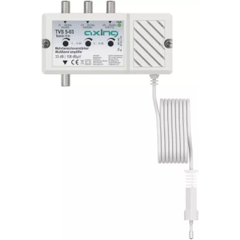 AXING TVS 5-03 monikaistavahvistin 33 dB, 3 tuloa FM/DAB/DAB+/DVB-T2