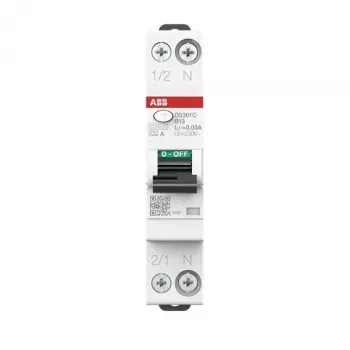 ABB DS301CA-B13/0.03 RCBO 1P+N 13A B-käyrä 30mA 6kA tyyppi A 2CSR255163R1135