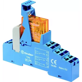 Finder 48.P6.9.024.4050 liitäntärelemoduuli, 24 V DC käämi, 16 A SPDT kosketin, DIN-kiskoasennus, LED-näyttö