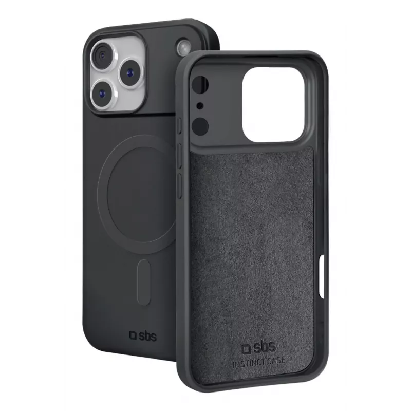 SBS Instinct Mag kotelo iPhone 18 Pro / 17 Pro, MagSafe-yhteensopiva, musta