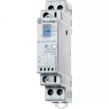 Finder 22.32.0.230.4540 asennuskontaktori 230V AC/DC, 1NO+1NC, LED, 25A, DIN-kisko