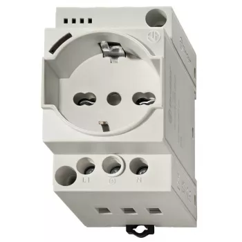 Finder 7U.00.8.230.0000 DIN-kisko-Schuko-pistorasia, 230 V AC, 16 A, harmaa RAL 7035