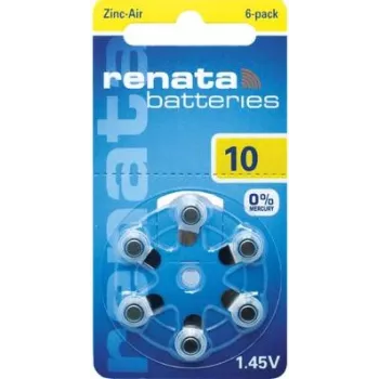 Renata ZA10 sinkki-ilma PR70 kuulokojeen paristo 105 mAh 1,4 V 6 kpl:n pakkaus ZA10.DP6 0HG