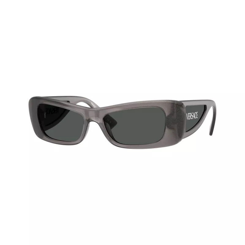 Versace naisten VE4481-550287 cat-eye-aurinkolasit, läpinäkyvä harmaa kehys, tummanharmaat linssit, 54mm