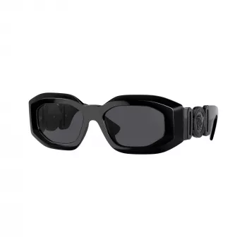Versace VE4425U536087 miesten suorakaiteen muotoiset aurinkolasit, läpinäkyvän harmaat kehykset, tummanharmaat linssit, 54-18-145