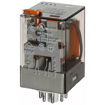 Finder teollisuusrele 12 VAC 2,2 VA DPDT 10A 250VAC 2 CO pistokeliitäntäinen 60.12.8.012.0040