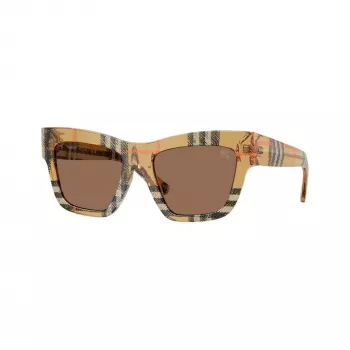 Burberry BE4449-414673 naisten aurinkolasit, neliömäiset asetaattikehykset, havanna/kilpikonnanväri, ruskeat linssit, 53/19/140 mm