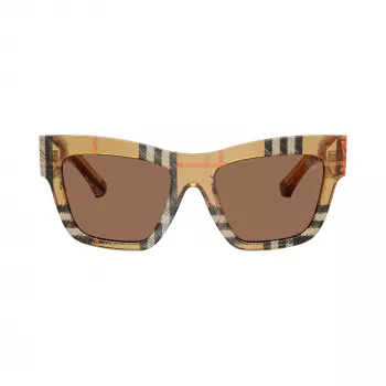 Burberry BE4449-414673 naisten aurinkolasit, neliömäiset asetaattikehykset, havanna/kilpikonnanväri, ruskeat linssit, 53/19/140 mm
