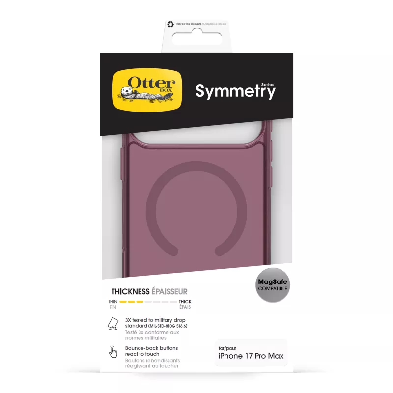 OtterBox Symmetry Clear MagSafe Camera Control -kotelo iPhone 17 Pro Maxille pinkki (77-98872)