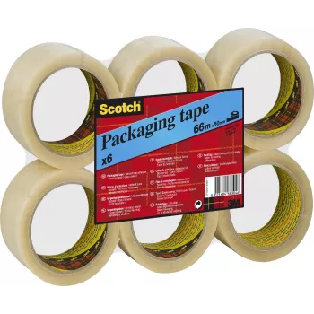 3M Scotch pakkausteippi 6890, 50 mm x 66 m, läpinäkyvä PVC, vahva tarttuvuus, hiljainen, 50 mikronia - 1 rulla (PVC6RT)