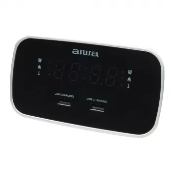 AIWA CRU-19RD punainen radiokello FM/AM-virittimellä, kaksoisherätys, torkku, uniajastin, LED-näyttö, paristovarmistus