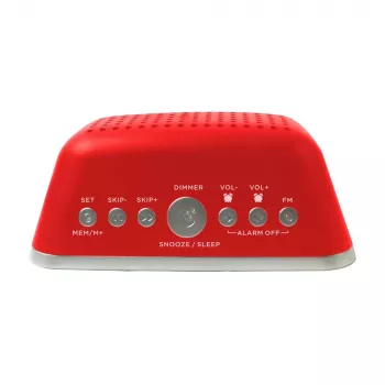 AIWA CRU-19RD punainen radiokello FM/AM-virittimellä, kaksoisherätys, torkku, uniajastin, LED-näyttö, paristovarmistus