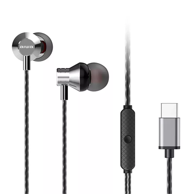 AIWA ESTM-50USB-C/SL nappikuulokkeet ja mikrofoni, USB-C, hopea