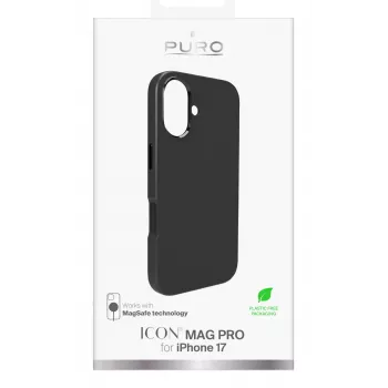 PURO Icon kotelo Apple iPhone 17:lle, MagSafe-yhteensopiva, musta (PUIPC1763ICONMPBLK)