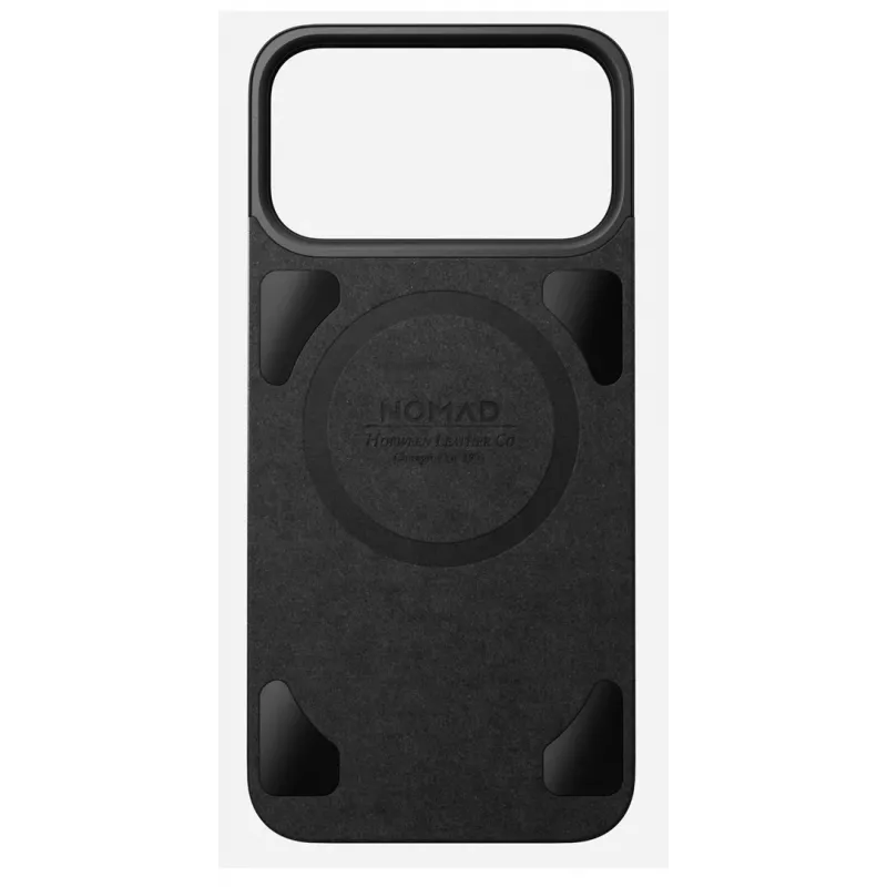 NOMAD Magnetic Leather Back iPhone 17 Pro Max -puhelimelle, MagSafe-yhteensopiva, Horween-nahka (musta)