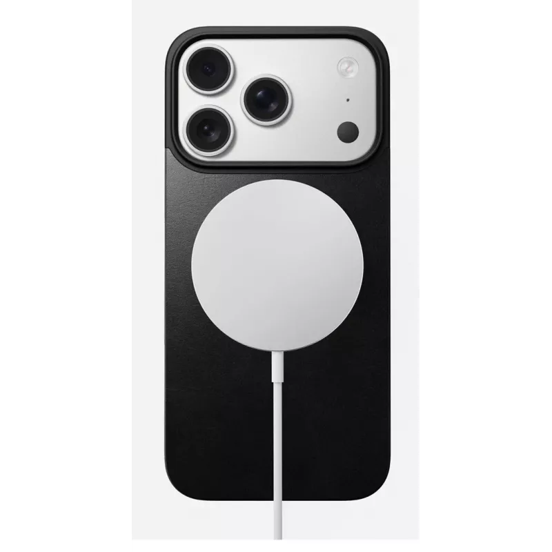 NOMAD Magnetic Leather Back iPhone 17 Pro – MagSafe-yhteensopiva, Horween-nahka, musta