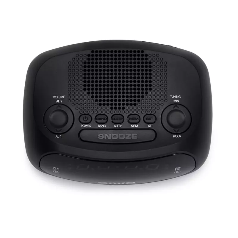 AIWA CR-09J FM-kelloradio kahdella herätyksellä, LED-näyttö, musta