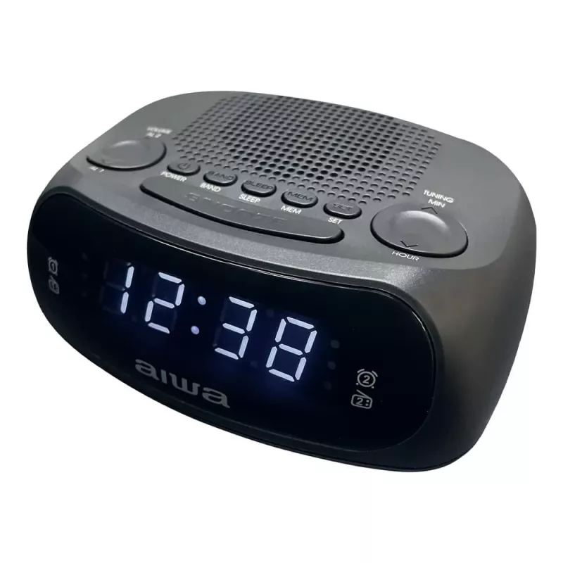 AIWA CR-09J FM-kelloradio kahdella herätyksellä, LED-näyttö, musta