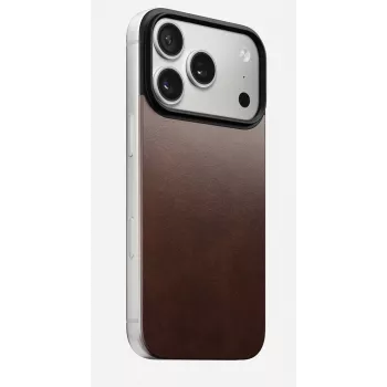 NOMAD Magnetic Leather Back iPhone 17 Pro MagSafe-yhteensopiva Horween-nahka Rustic Brown