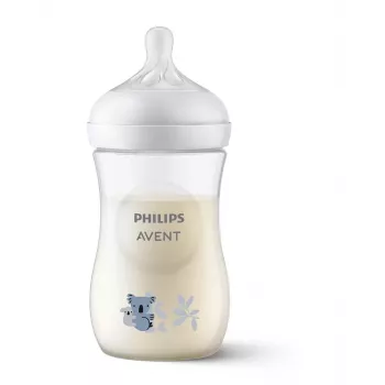 Philips Avent Natural Response Koala -tuttipullo 260 ml, medium-virtaus tutti, 1M+
