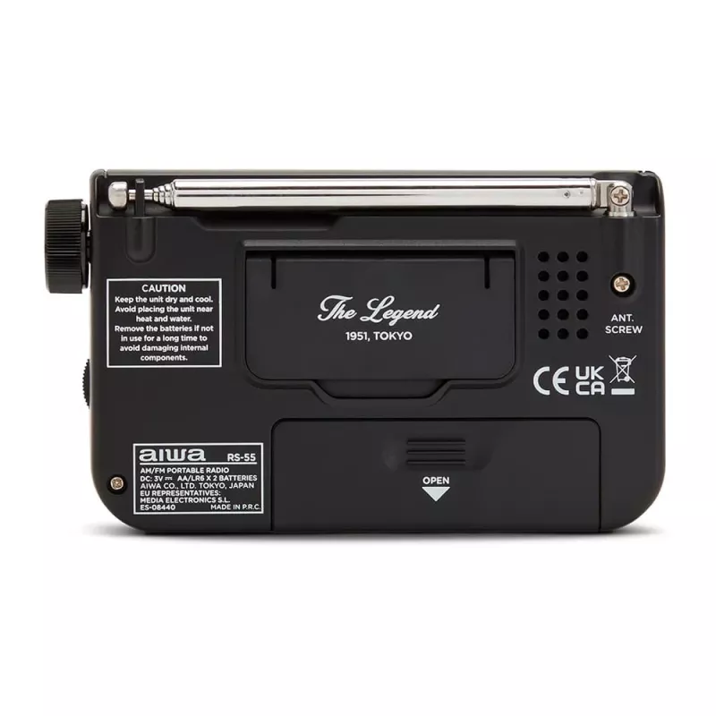 AIWA RS-55/BK kannettava analoginen AM/FM-taskuradio, musta