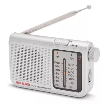 AIWA RS-55/SL kannettava analoginen AM/FM-taskuradio, harmaa