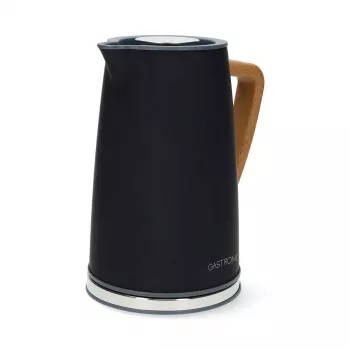 Gastronoma 18130006 sähköinen vedenkeitin, 1,7 L, 2200 W, ruostumaton teräs, musta, johdoton, 360°-jalusta
