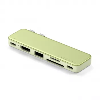 Satechi USB-C Snap Hub - moniporttisovitin 4K HDMI, 5Gbps USB, kortinlukija, 45W PD (Citrus)