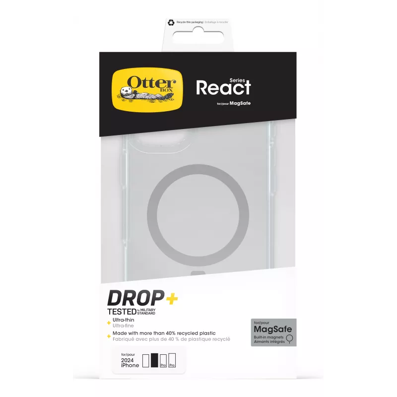 OtterBox React MagSafe -kotelo Apple iPhone 16 Plus -puhelimelle - läpinäkyvä