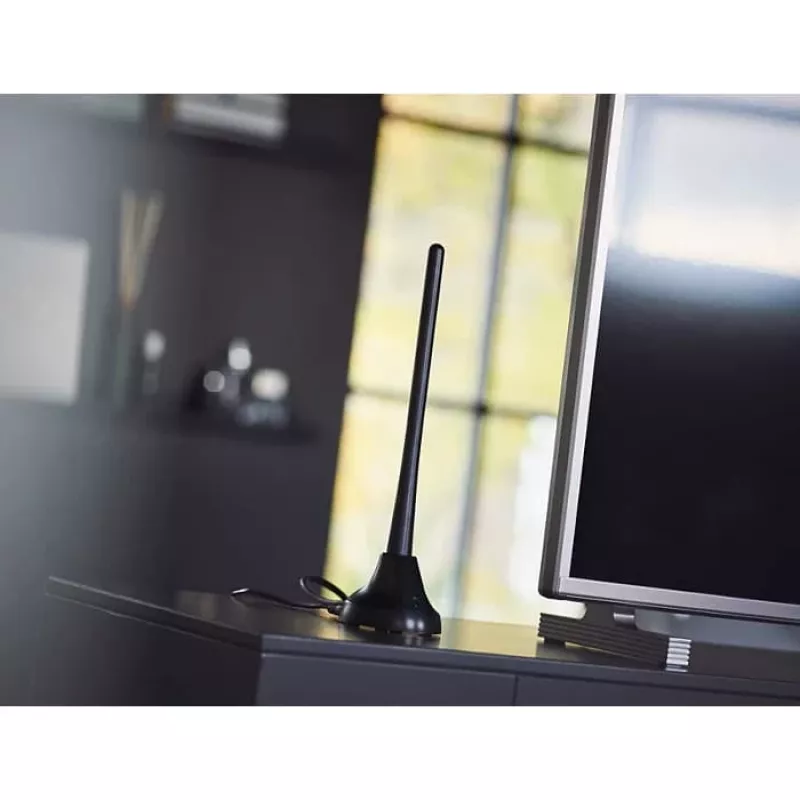 PHILIPS SDV5100/12 sisäantenni 18 dB vahvistuksella, UHF/VHF/FM, musta