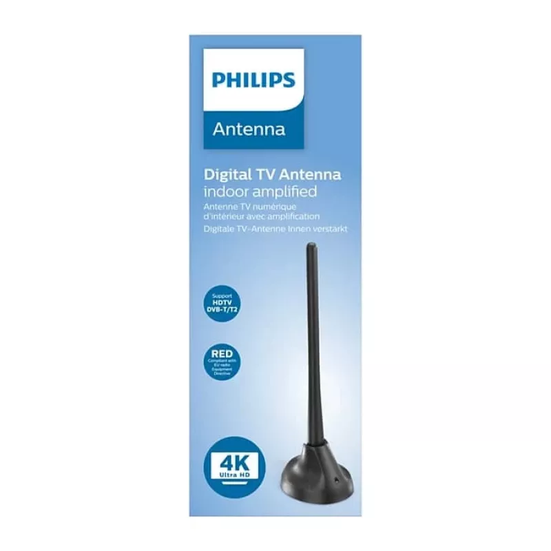 PHILIPS SDV5100/12 sisäantenni 18 dB vahvistuksella, UHF/VHF/FM, musta