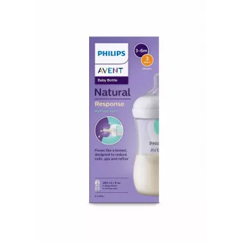Philips Avent Natural Response anti-colic -tutipullo AirFree-venttiilillä 260 ml, keskikokoinen tutti, 1M+