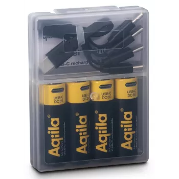 AQIILA USB-C ladattavat AA litium-ioni-akut, 1,2V, 4 kpl:n pakkaus (AQ200AA367C4)