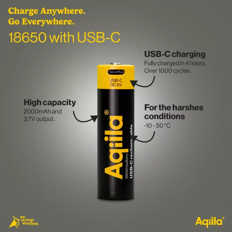 AQIILA AQ18018650398C1 USB-C ladattava NiMH-akku, 1,2 V, 1 kpl