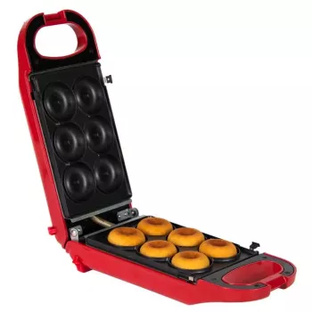 Trebs 6-in-1 snack-valmistin punainen – vohvelit, sandwich, grilli, donitsit, poffertjes, cupcake