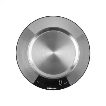 Tristar KW-2453 digitaalinen keittiövaaka ruostumattomalla teräskulholla, 5 kg kapasiteetti, 1 g tarkkuus, LCD-näyttö, taaratoiminto, hopea