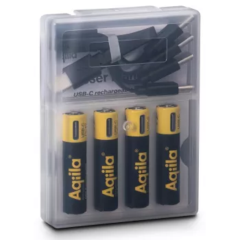 AQIILA AAA NiMH akut USB-C, 1,2 V, 600 mAh, 4 kpl:n pakkaus AQ60AAA374C4