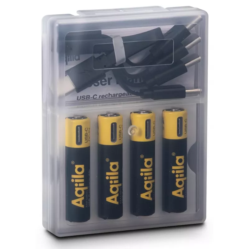 AQIILA AAA NiMH akut USB-C, 1,2 V, 600 mAh, 4 kpl:n pakkaus AQ60AAA374C4