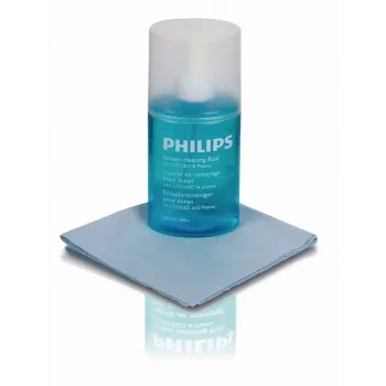 PHILIPS SVC1116B/10 näytönpuhdistussarja LED-, LCD-, plasma-, OLED-näytöille, älypuhelimille, tableteille, kannettaville, televisioille - 200 ml geelisuihke + mikrokuituliina