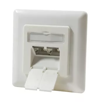 DSIT DC-Wall-In-STP6-I upotettava Cat. 6 suojattu kaksois-RJ45-rasia, norsunluu