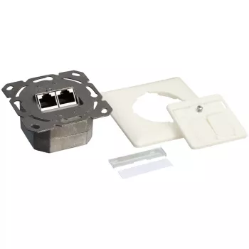 DSIT DC-Wall-In-STP6-I upotettava Cat. 6 suojattu kaksois-RJ45-rasia, norsunluu