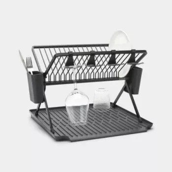 Brabantia taitettava astiankuivaus teline, suuri, tummanharmaa