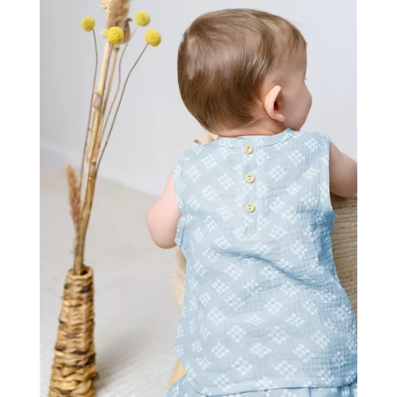 Lodger Tank Topper Tribe Muslin vauvan aluspaita, Ice Flow, 68 cm