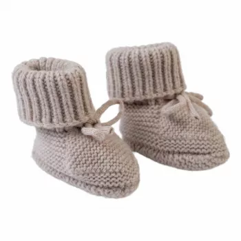 Lodger Slipper Folklore merinovillaiset vauvan kengät, beige, 0-6 kuukautta
