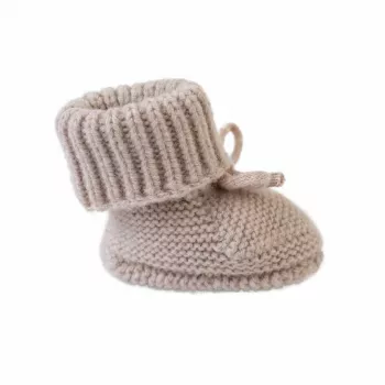 Lodger Slipper Folklore merinovillaiset vauvan kengät, beige, 0-6 kuukautta