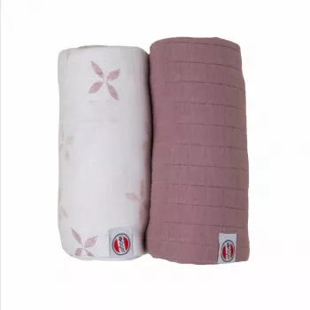 Lodger Swadler Solid Matcha puuvillainen kapaloliina, Powder Rose, 110x110 cm, 2 kpl:n pakkaus