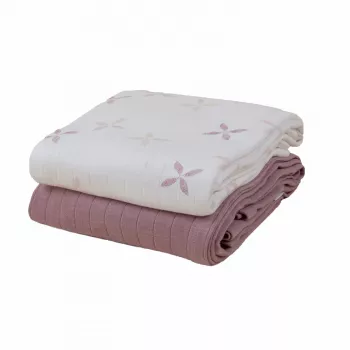 Lodger Swadler Solid Matcha puuvillainen kapaloliina, Powder Rose, 110x110 cm, 2 kpl:n pakkaus